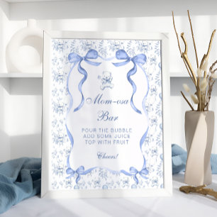 Affiche Toile De Jouy Teddy Baby shower Ours Maman-Osa Bar