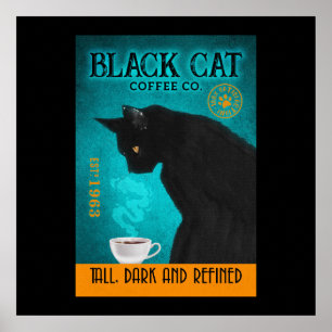 Affiche Toile de la société de café en chat noir