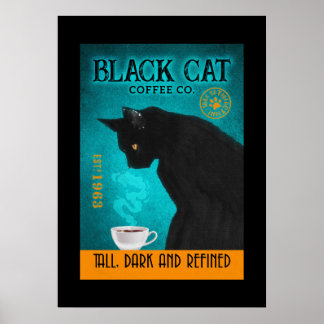Affiche Toile de la société de café en chat noir