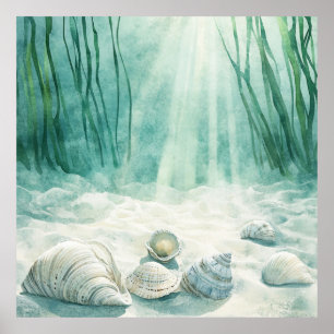 Affiche Toile de Seafoam Vert Coquillage d'Art