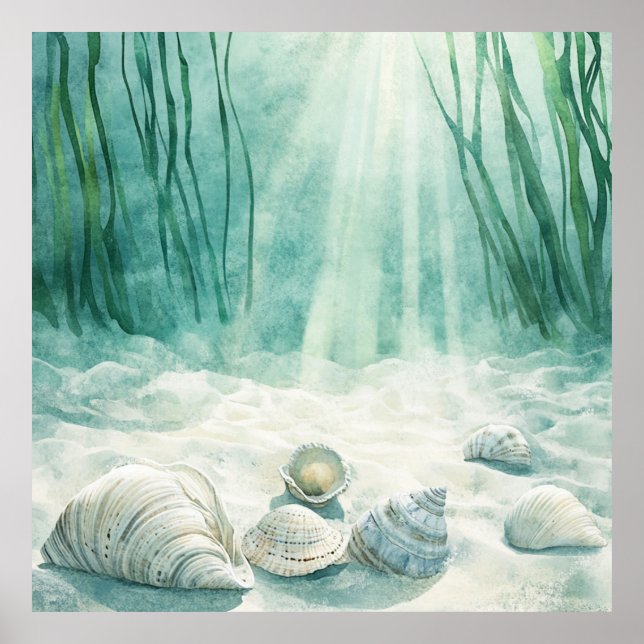 Affiche Toile de Seafoam Vert Coquillage d'Art (Devant)