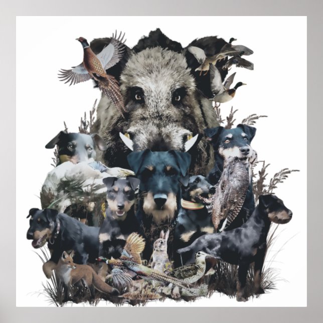 Affiche toile de tapisserie Deutscher Jagdterrier Imprimer (Devant)