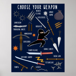 Affiche Toile imprimée de puzzle Ninja Weapons