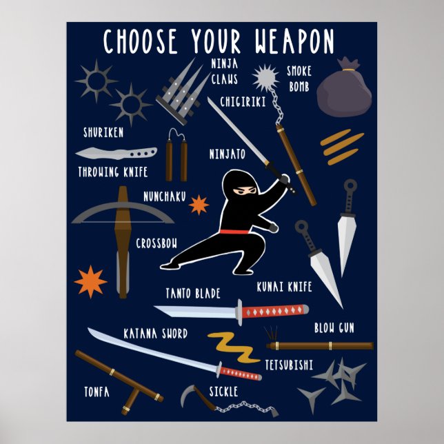 Affiche Toile imprimée de puzzle Ninja Weapons (Devant)