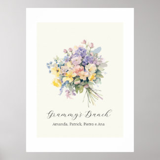 Affiche Toile personnalisée Fleurs de Mamie pour petits-en