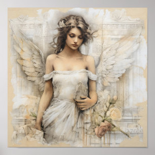 Affiche Toile romantique multimédia mélangée avec un bel a