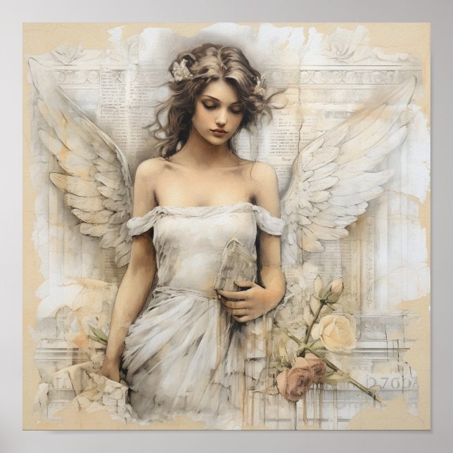 Affiche Toile romantique multimédia mélangée avec un bel a (Devant)