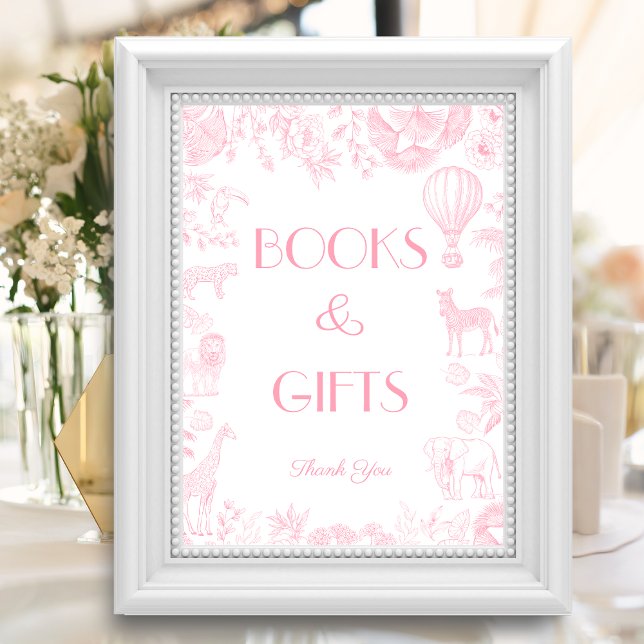 Affiche Toile rose de Jou Baby shower Livres et cadeaux (Créateur téléchargé)