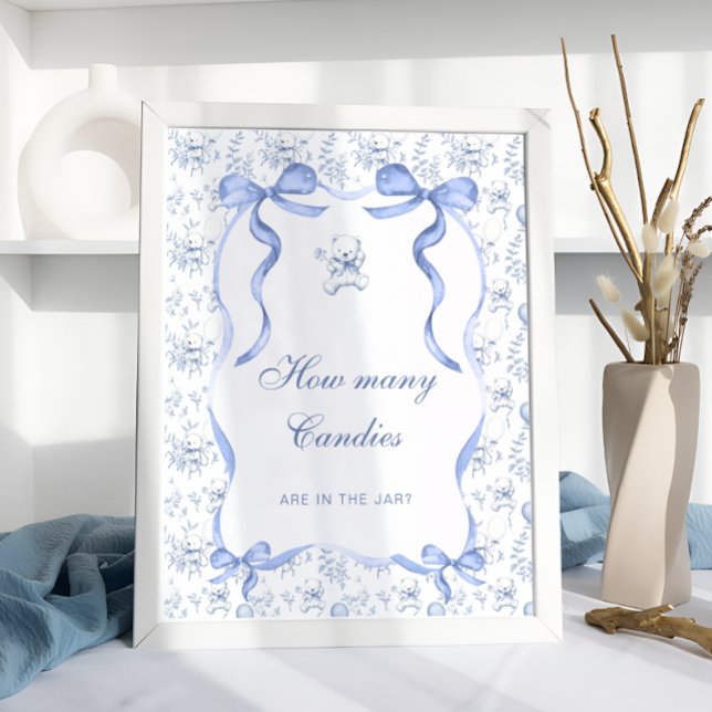 Affiche Toile Teddy Bear Bow Devine Combien de bonbons (Créateur téléchargé)