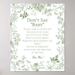 Affiche Toile Verte De Jouy Dont Dont Dites Baby shower Je