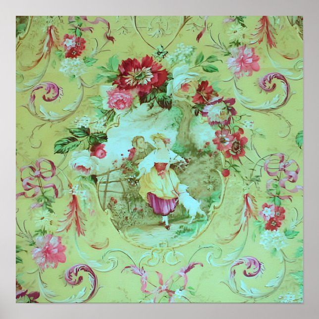 Affiche Toile victorienne antique Rococo Style Sage Green (Devant)