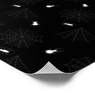 Affiche Toiles d'araignées blanches sur fond noir Motif Ha
