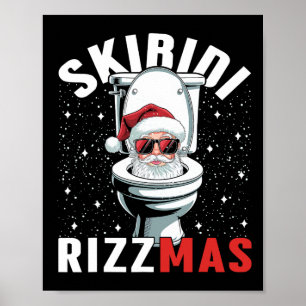 Affiche Toilettes amusantes Père Noël Skibidi Rizzmas Elép