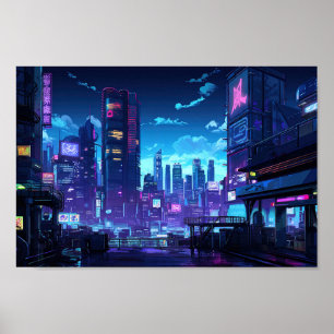 Affiche Toit Cyberpunk Tokyo