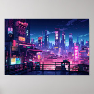 Affiche Toit Cyberpunk Tokyo