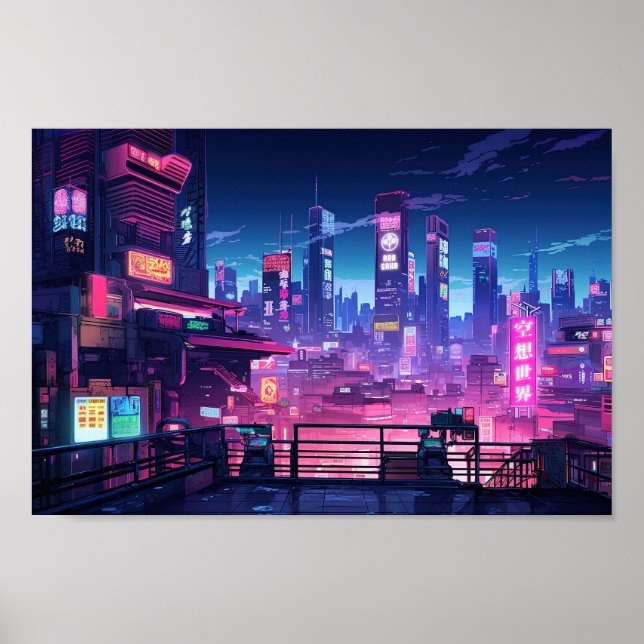 Affiche Toit Cyberpunk Tokyo (Devant)