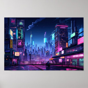 Affiche Toit de Cyberpunk Tokyo