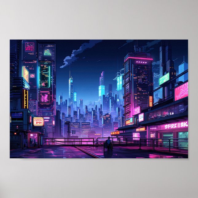 Affiche Toit de Cyberpunk Tokyo (Devant)