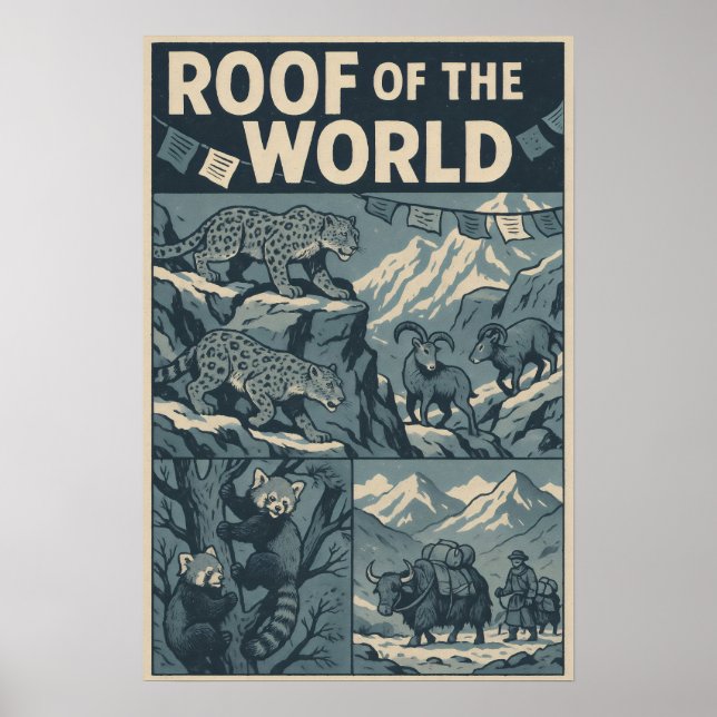 Affiche Toit du Monde – Bande dessinée de la faune himalay (Devant)