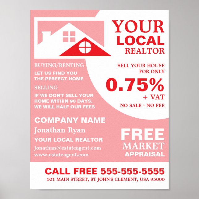 Affiche Toit Tops, Realtor, Agent immobilier Publicité (Devant)