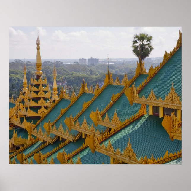 Affiche Toits de la pagode Shwedagon, Yangon, Myanmar (Devant)