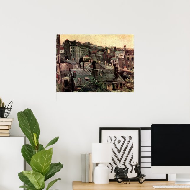 Affiche Toits et arrières de maisons par Vincent van Gogh (Bureau à domicile)