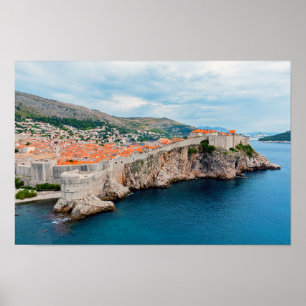 Affiche Toits et murs de la vieille ville de Dubrovnik - C