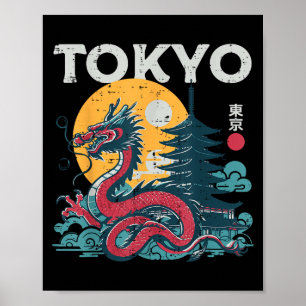Affiche Tokyo Dragon Asiatique Vintage Japonaise Mythique