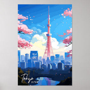 Affiche Tokyo Japan Art illustration de voyage vintage