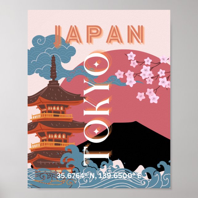 Affiche Tokyo Japan Travel Art, Retro Travel Art (Devant)