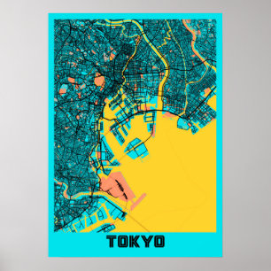 Affiche Tokyo - Japon Carte de la ville de Gloria