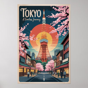 Affiche Tokyo Japon Illustration Voyage Art Rétro