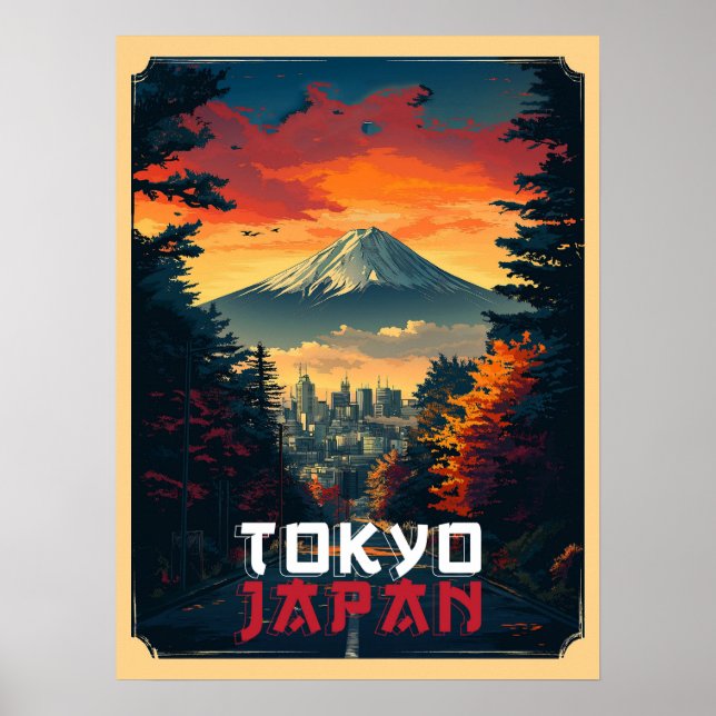 Affiche Tokyo, Japon : Mont Fuji et Cityscape (Devant)