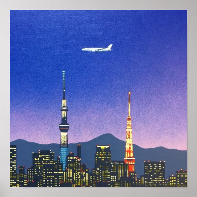 Affiche Tokyo Japon Skyline 80s Hiroshi Nagai Art (Devant)