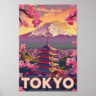 Affiche Tokyo Japon Vintage célèbre lieu de voyage