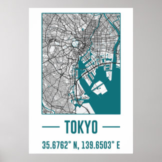 Affiche tokyo Plan de ville minimaliste, tokyo Carte de vi