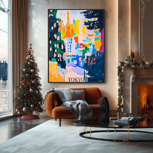 Affiche Tokyo Skyline avec tour dans le style artistique f