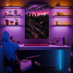 Affiche Tokyo Skyline - Charcoal Monochrome Art - Urban