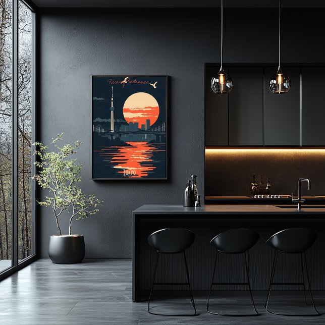 Affiche Tokyo Sunset - Silhouettes urbaines Skyline (Créateur téléchargé)