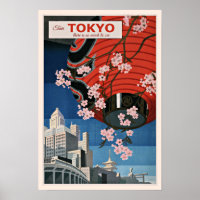 Tokyo Tour, vintage travel poster,
