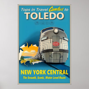 Affiche Tolede Ohio New York Central Railroad Tops dans