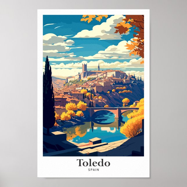 Affiche Toledo Espagne Voyage Vintage Illustration (Devant)