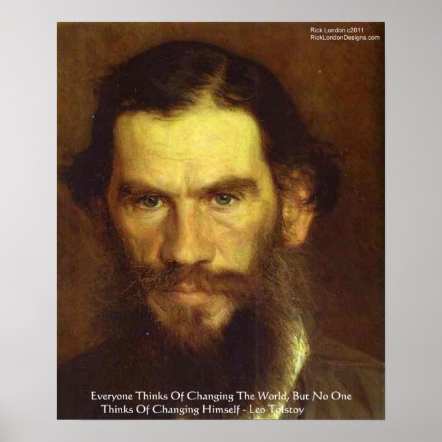 Affiche Tolstoï "Change Yourself" Citation de sagesse (Devant)