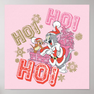 Affiche Tom et Jerry "Ho ! Ho ! Ho !" Livraison de cadeaux
