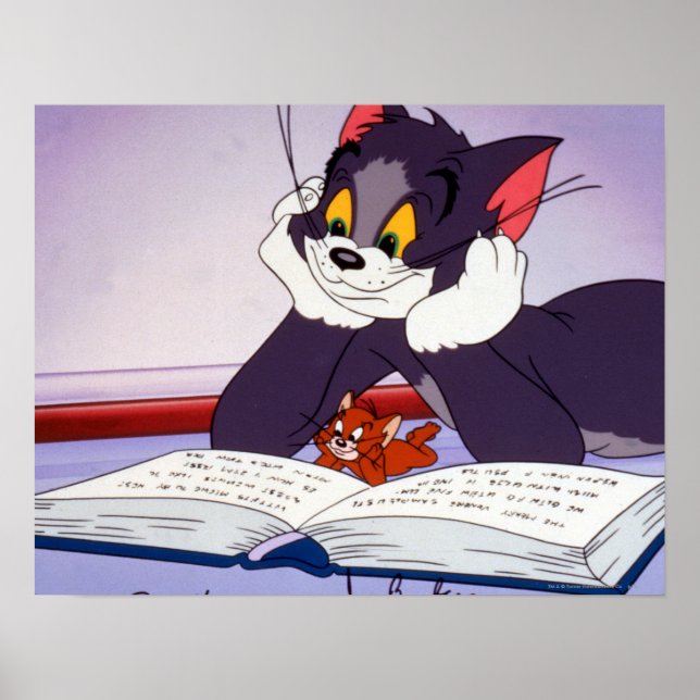 Affiche Tom Et Jerry Lecture Livre Autographié (Devant)