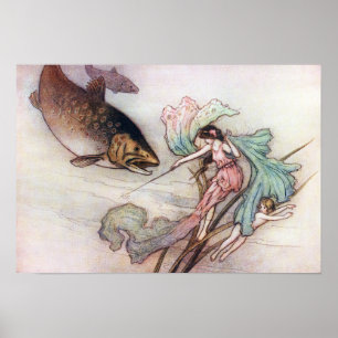 Affiche Tom et la truite par Warwick Goble