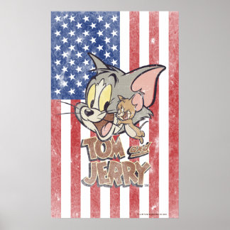 Affiche Tom & Jerry avec le drapeau américain