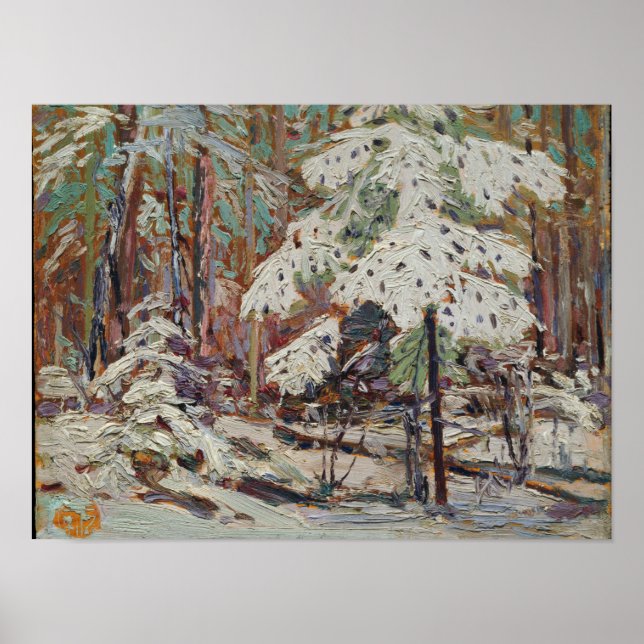 Affiche Tom Thomson Peinture Paysage Neige dans les bois (Devant)