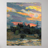 Tom Thomson Peinture Sunset Canoe Lake Ontario