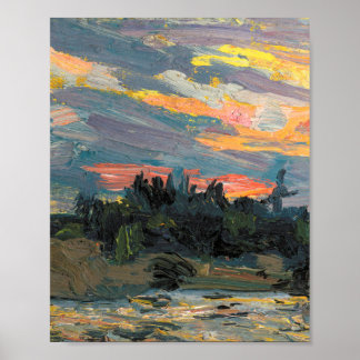 Affiche Tom Thomson Peinture Sunset Canoe Lake Ontario